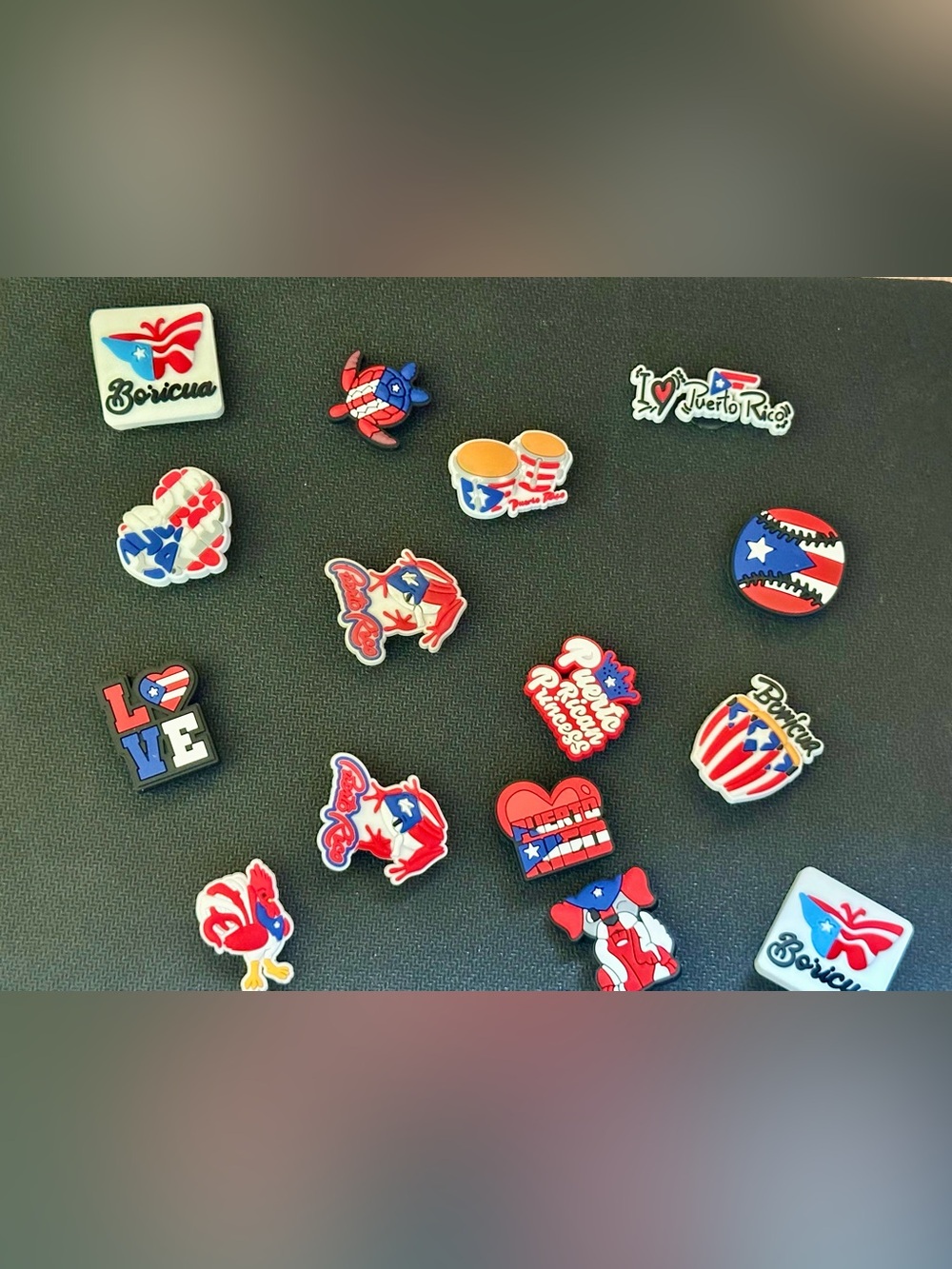 Puerto Rico Themed Flag Crocs Charms - Red, White & Blue